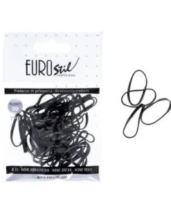 Eurostil Elastici per capelli in gomma nera, confezione da 50 pezzi